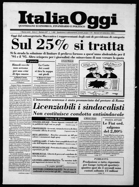 Italia oggi : quotidiano di economia finanza e politica